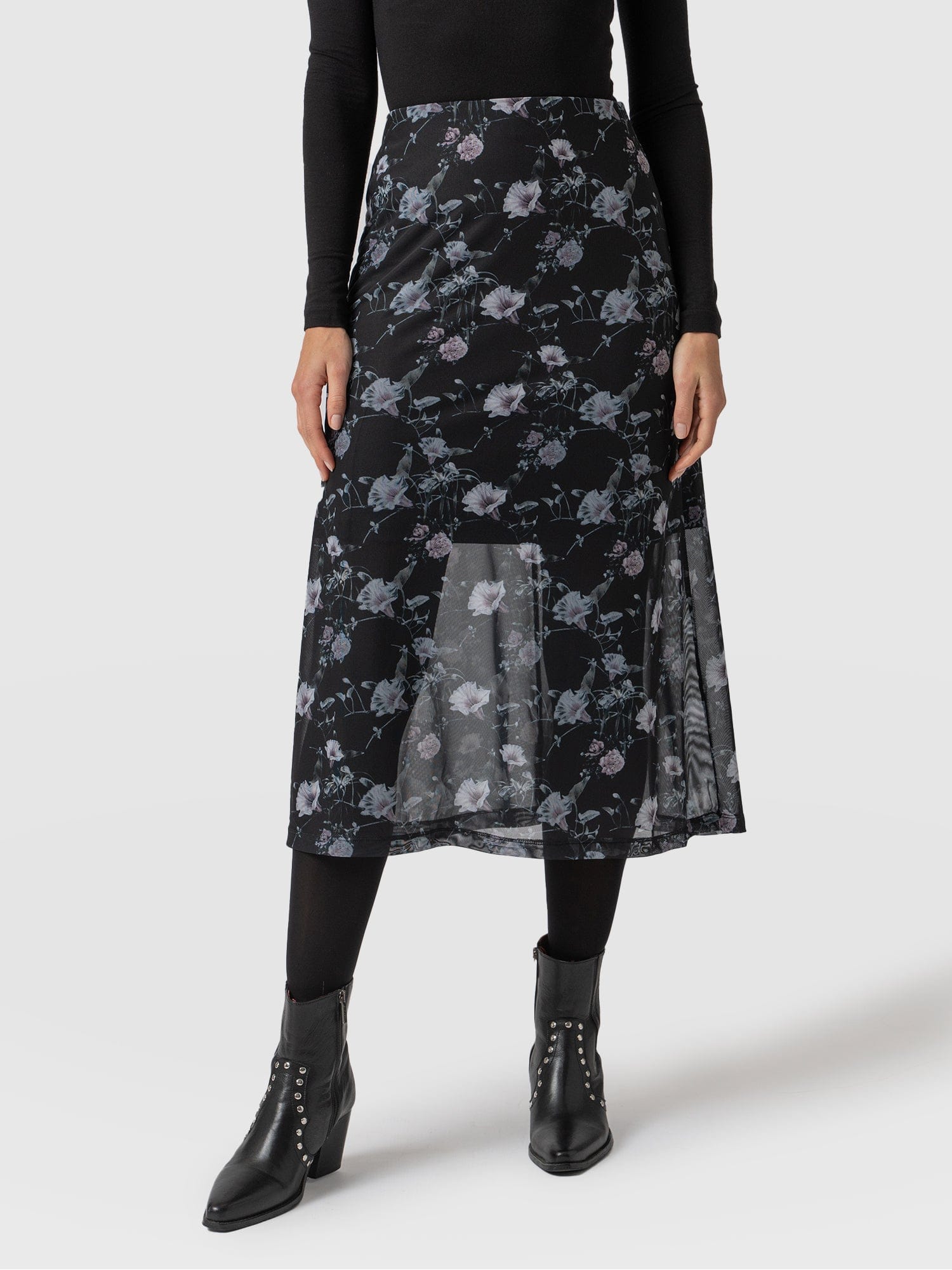 Runway Mesh Skirt Dark Elegance - Women's Skirts | Saint + Sofia® USA